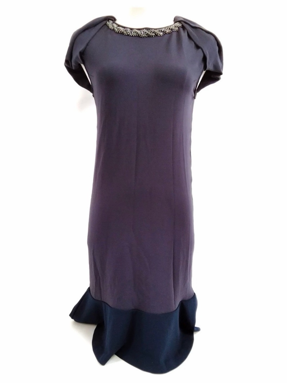 Stella McCartney—Navy Embellished-Neck Midi Dress, US Sz 2